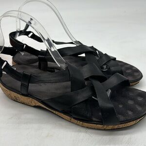 Soft Balk Black Leather Strappy Sandals Size 10 BSN5603
